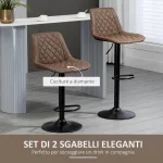 Set 2 Sgabelli da Bar con Altezza Regolabile e Girevoli