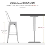 Set 4 Sgabelli Ergonomici in Metallo con Schienale Rimovibile e Poggiapiedi