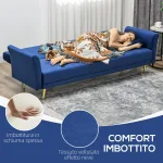 Divano Letto Clic Clac con Schienale Regolabile e 2 Cuscini