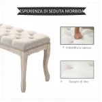 Panca Fondoletto Vintage con Seduta Imbottita in Tessuto e Gambe in Legno