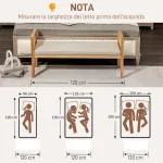 Panca Fondo Letto Boho con Seduta Imbottita e Braccioli in Legno e Rattan