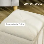 Pouf Contenitore Imbottito in Tessuto Teddy Morbido per Salotto e Camera