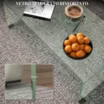 Tavolino in Vetro Temperato Moderno da Salotto con Design Monoblocco