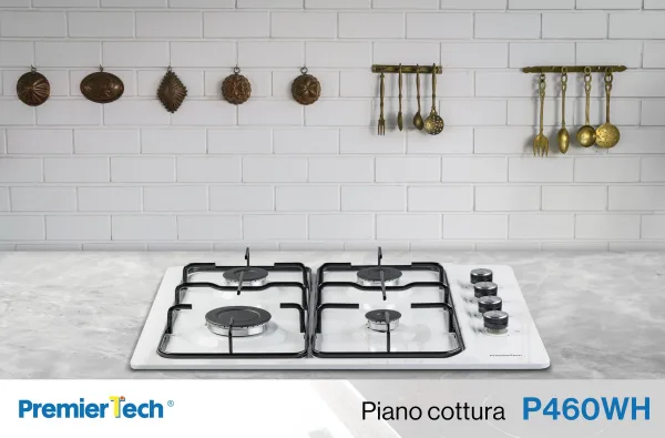 PremierTech Piano cottura a gas 60cm 4 fuochi Bianco P460WH