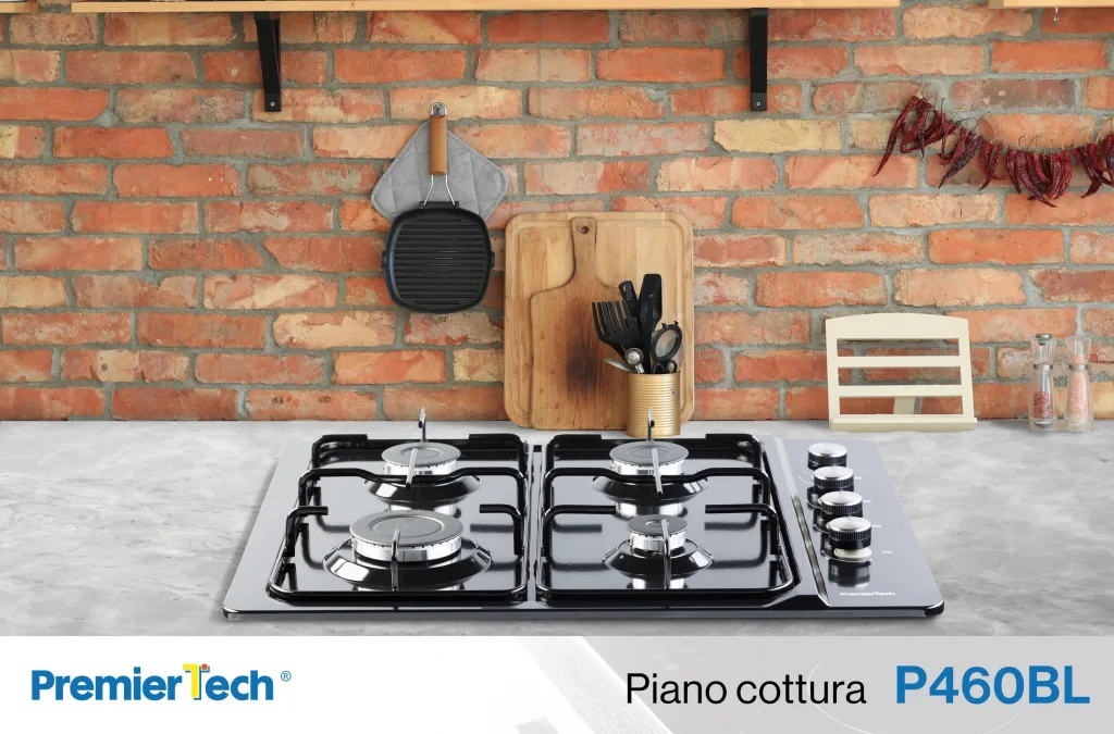 PremierTech Piano cottura a gas 60cm 4 fuochi Nero P460BL