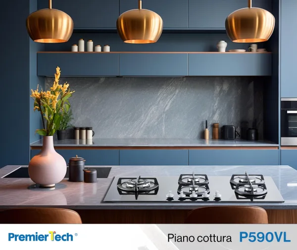 PremierTech Piano cottura a gas 5 fuochi 90cm Vetro P590VL