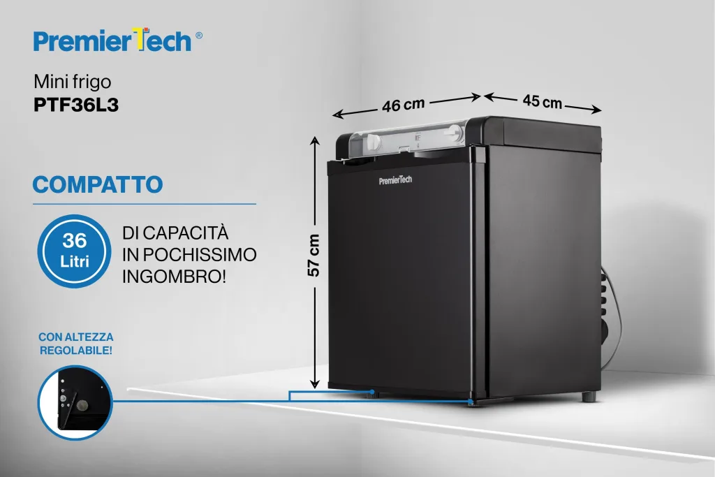 PremierTech Mini Frigo 36L Trivalente 220V 12V Gas Libera Installazione PTF36L3