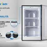 PremierTech Congelatore Verticale Freezer Nero 64 litri -24° Classe E 4**** Stelle 3 Cassetti PT64FRB