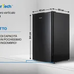 PremierTech Congelatore Verticale Freezer Nero 64 litri -24° Classe E 4**** Stelle 3 Cassetti PT64FRB