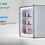 PremierTech Congelatore Verticale Freezer Nero 64 litri -24° Classe E 4**** Stelle 3 Cassetti PT64FRB