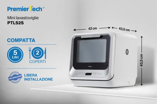 PremierTech PTLS2S Mini Lavastoviglie 2 coperti 6 programmi