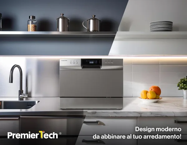 PremierTech PTLS6S Silver Lavastoviglie 6 coperti 8 programmi libera installazione