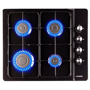 PremierTech Piano cottura a gas 60cm 4 fuochi Nero P460BL