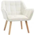 Oigger Poltrona Design Scandinava in Legno ed Effetto Velluto Crema