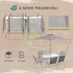 6 Sedie Pieghevoli e Ombrellone a Manovella