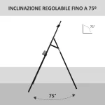 Cavalletto Pittura Studio Professionale Altezza e Inclinazione Regolabili in Legno 51.5x71.5x134.5