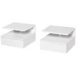 Oigger Set da 2 Comodini Sospesi per Camera da Letto con Cassetto e Mensola Superiore in Legno 35x32x22.5cm