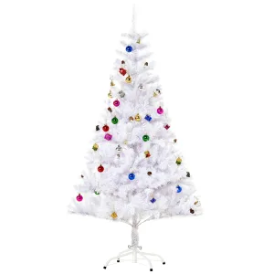 Oigger Albero di Natale Bianco 150cm con Addobbi e 680 Rami