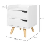 Comodino Salvaspazio dal Design Moderno in Legno Bianco