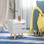 Comodino Salvaspazio dal Design Moderno in Legno Bianco