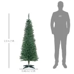 Albero di Natale Artificiale 150cm Alto e Stretto con Rami Realistici e Base in Plastica