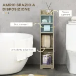 Mobile Bagno in Truciolato con 2 Ripiani e Armadietto a 2 livelli