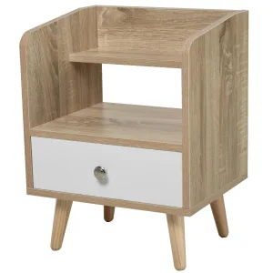 Oigger Comodino Salvaspazio Mobiletto con Cassetto e Mensola in Legno 37x30x48cm