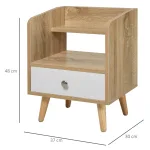 Comodino Salvaspazio Mobiletto con Cassetto e Mensola in Legno 37x30x48cm