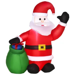 Oigger Babbo Natale Gonfiabile luminoso a LED in Poliestere 70 x 45 x 120cm con Ventilatore Rosso