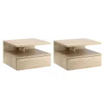 Oigger Set da 2 Comodini Moderni Sospesi con Cassetto e Ripiano in Legno 35x32x22.5cm