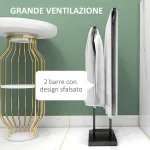 Porta Asciugamani a Terra Autoportante per Bagno a 2 Barre in Metallo