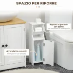 Mobiletto da Bagno in MDF Bianco con Armadietto e Spazio per Carta Igienica