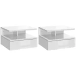 Oigger Set da 2 Comodini Moderni Sospesi con Cassetto e Mensola in Legno 35x32x22.5cm