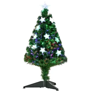 Oigger Albero di Natale a Fibre Ottiche 90cm Albero di Natale Artificiale con 12 Luci LED di 3 Colori e Rami in Plastica