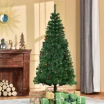 Albero di Natale Realistico con Decorazioni e Rami Folti