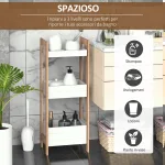 Mobiletto Bagno Multiuso Scaffale a 3 Ripiani Compatto in Legno MDF e Bambù