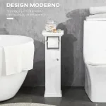 Mobile Bagno con Porta Carta Igienica e Armadietto in Legno MDF