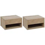 Oigger Set 2 Comodini Moderni Sospesi con Cassetto e Mensola in Legno 37x32x21cm