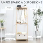 Appendiabiti in Legno Naturale con 4 Ganci