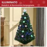 Albero di Natale artificiale 120cm a fibra ottica e 16 luci LED a forma di stella