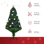 Albero di Natale artificiale 120cm a fibra ottica e 16 luci LED a forma di stella