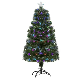 Oigger Albero di Natale 120cm con 130 Luci a LED e Fibre Ottiche Colorate