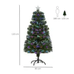 Albero di Natale 120cm con 130 Luci a LED e Fibre Ottiche Colorate