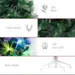 Albero di Natale 120cm con 130 Luci a LED e Fibre Ottiche Colorate