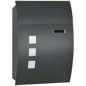 Oigger Cassetta Postale Ricurva in Acciaio con 3 Fessure e 2 Chiavi di Sicurezza 45x10x32 cm