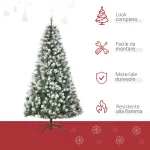 Albero di Natale Artificiale Innevato 180cm con 800 Rami e Pigne