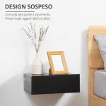 Set 2 Comodini Sospesi Moderni in Legno per Camera da Letto