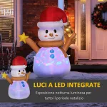 Pupazzo di Neve Gonfiabile con Luce LED Colorata con Gonfiatore Incluso