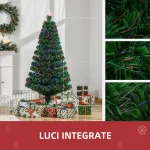 Albero di Natale Artificiale 120cm con Fibre Ottiche e Luci LED