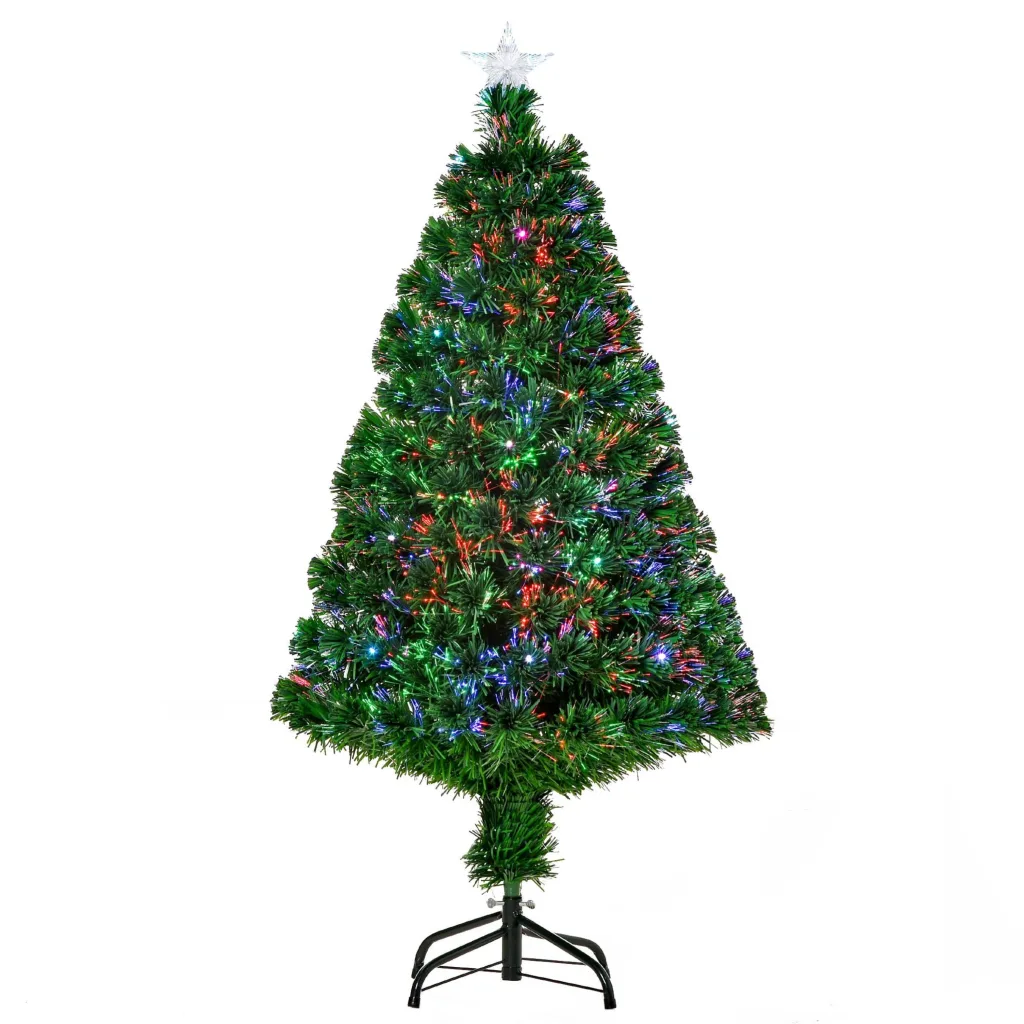 Oigger Albero di Natale a Fibre Ottiche 120cm Albero di Natale Artificiale con 16 Luci LED di 3 Colori e Rami in PVC